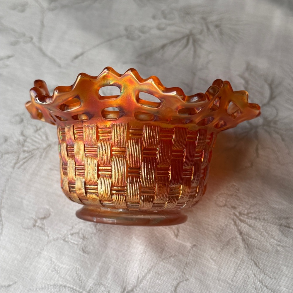 Vintage Marigold Gold Orange Carnival Glass Bowl